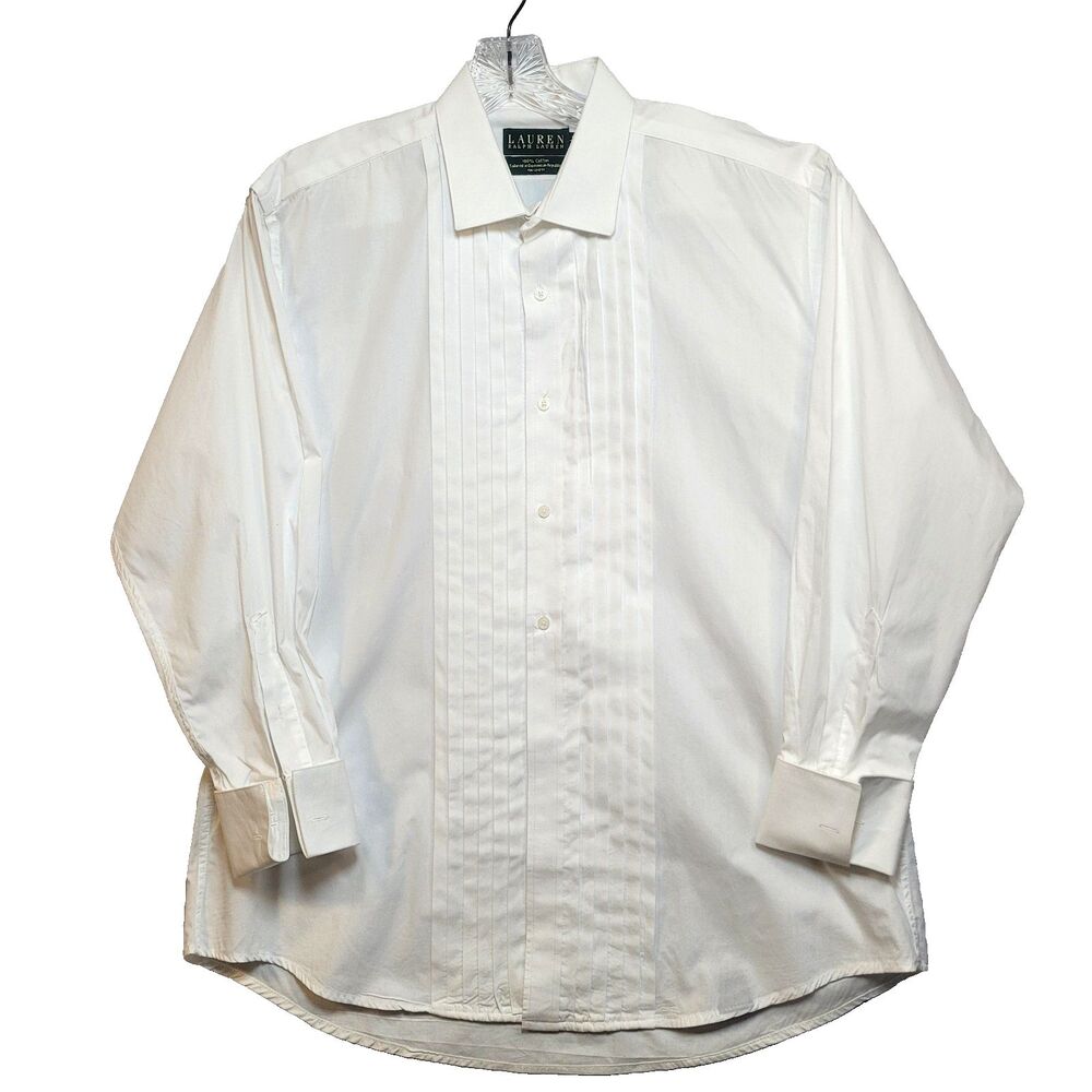Lauren Ralph Lauren Tuxedo Shirt Mens 16.5 -  32/33 White French Cuff Vintage